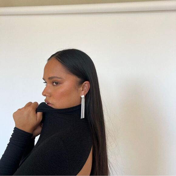 HEAVEN MAYHEM Sling Maxi Silver Earrings New with Packaging Chain Detail - Picture 8 of 9